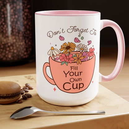 Fill Your Cup Two-Tone Coffee Mug, 15oz