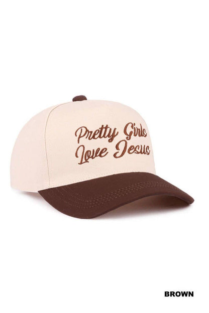 ,,,..1219 Pretty Girls Love Jesus Two Tone Cotton Hat SI-29249: FLORAL-193288 / OS 42POPS Pikolelie