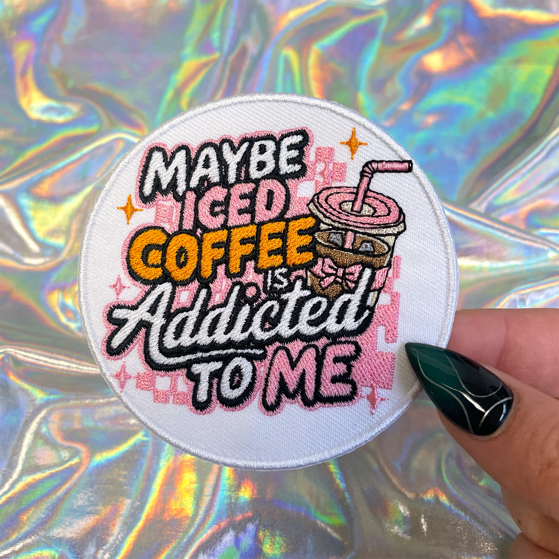 Maybe Iced Coffee is Addicted to Me Iron On Patch The Crafty Engineer Pikolelie