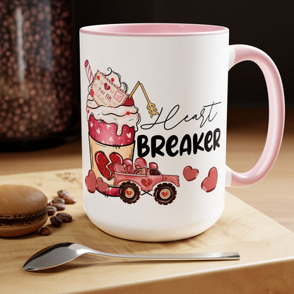 Heart Breaker Two-Tone Coffee Mug, 15oz Printify Pikolelie Mug