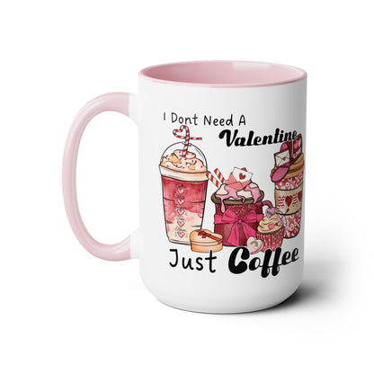 Just Need Coffee Two-Tone Coffee Mug, 15oz Printify Pikolelie Mug