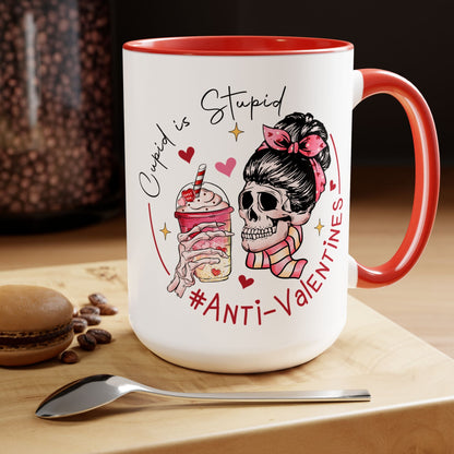 Cupid is Stupid Two-Tone Coffee Mug, 15oz Printify Pikolelie Mug