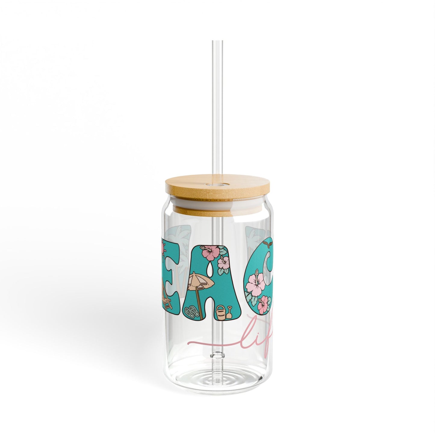 Glass Cup - Beach Life 16oz Sipper Glass