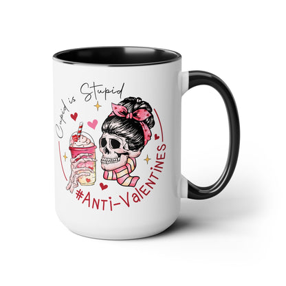 Cupid is Stupid Two-Tone Coffee Mug, 15oz Printify Pikolelie Mug