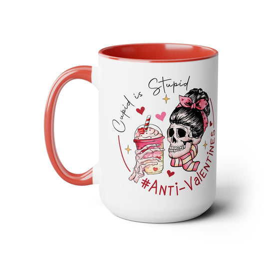 Cupid is Stupid Two-Tone Coffee Mug, 15oz Printify Pikolelie Mug