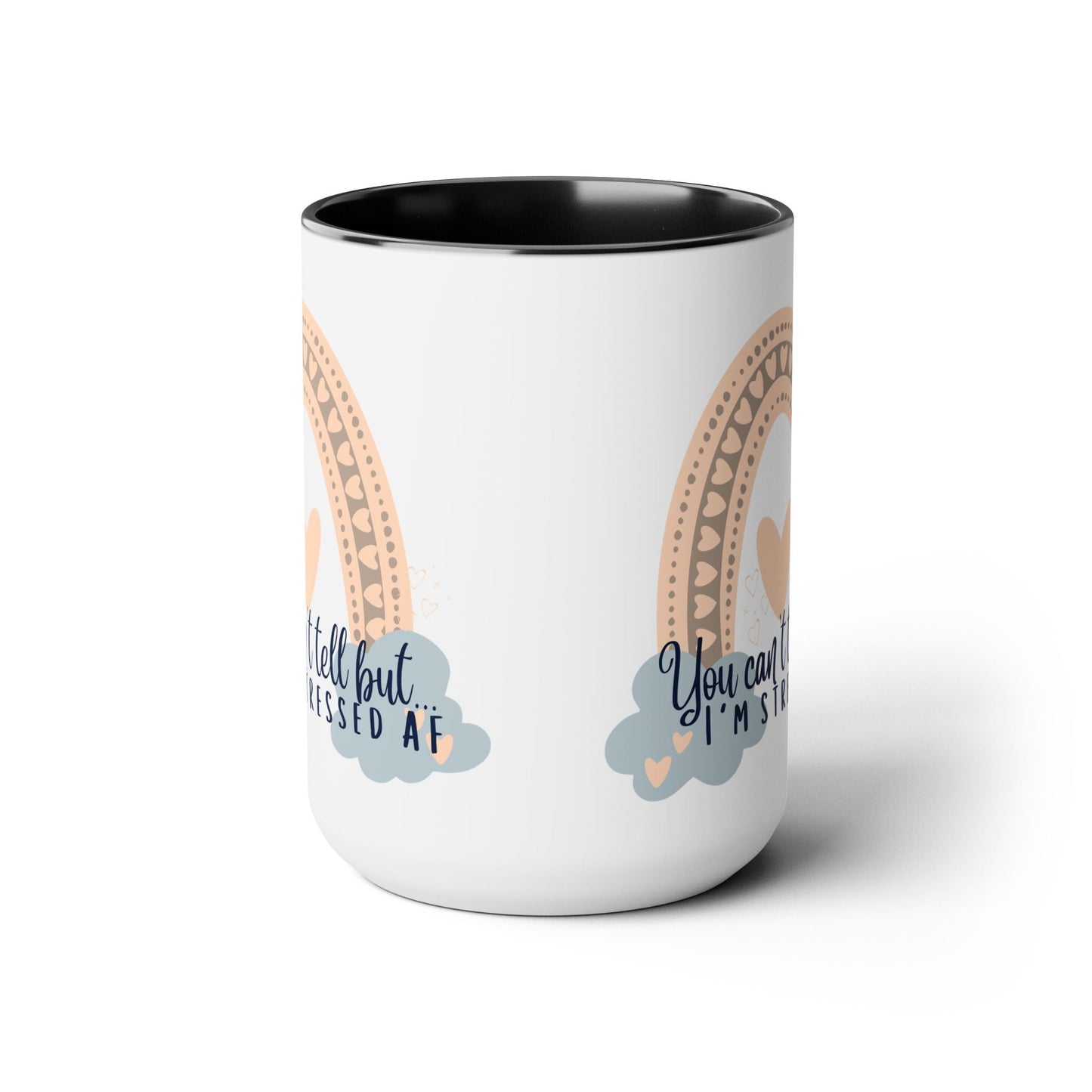 Stressed AF Two-Tone Coffee Mug, 15oz Printify Pikolelie Mug