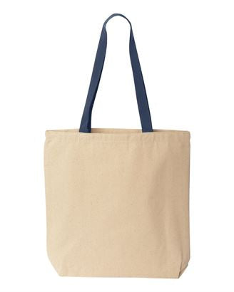 10oz Gusseted Cotton Canvas Tote with Colored Handle Pikolelie Pikolelie