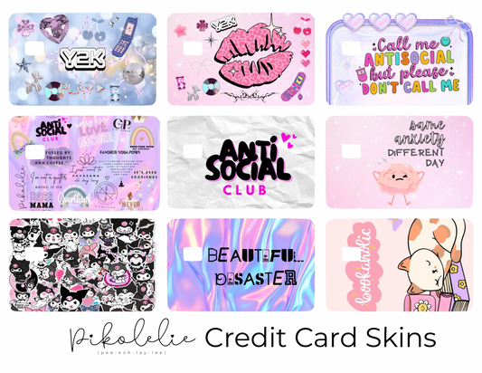 Emotional Y2K Girlie Inspired Credit Card Skins (Set of 9) Pikolelie Pikolelie Vinyl