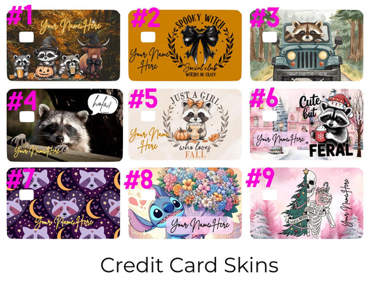 Credit Card Skins- Raccoon Lover (set of 9) Pikolelie Pikolelie Vinyl