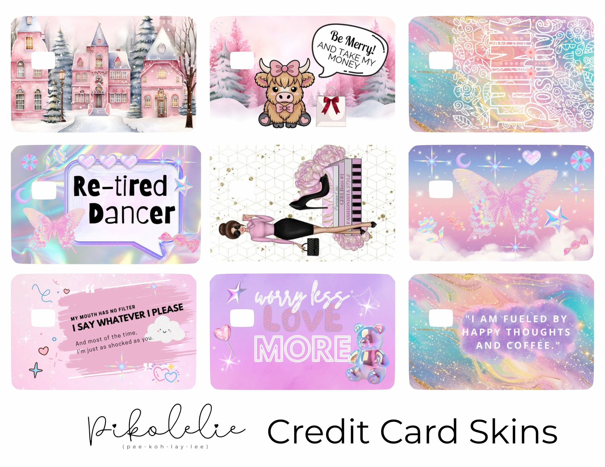 Girlie Y2K Inspired Credit Card Skins (Set of 9) Pikolelie Pikolelie Vinyl