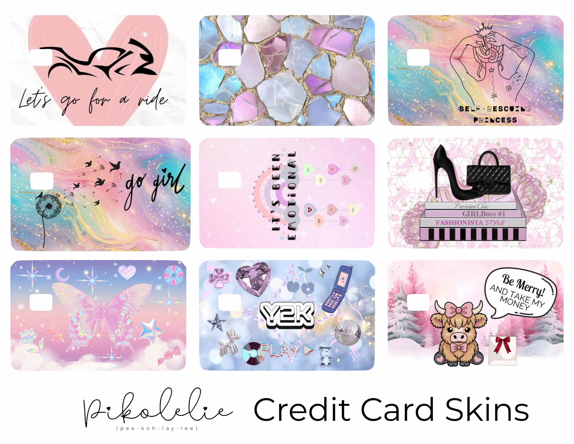 Baddie Y2K Inspired Credit Card Skins (Set of 9) Pikolelie Pikolelie Vinyl