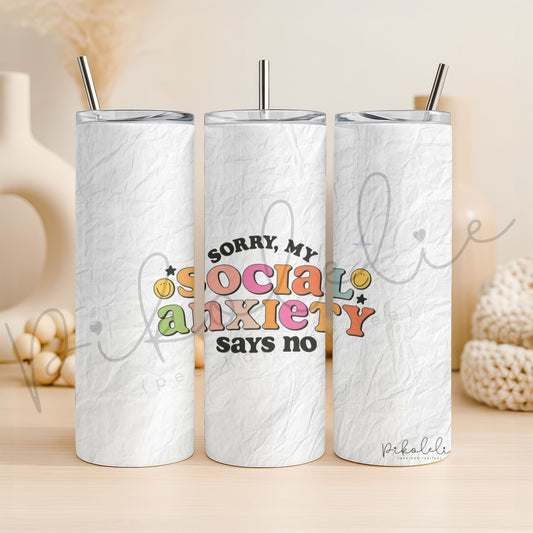 Social Anxiety 20oz Skinny Tumbler Pikolelie Pikolelie Tumbler