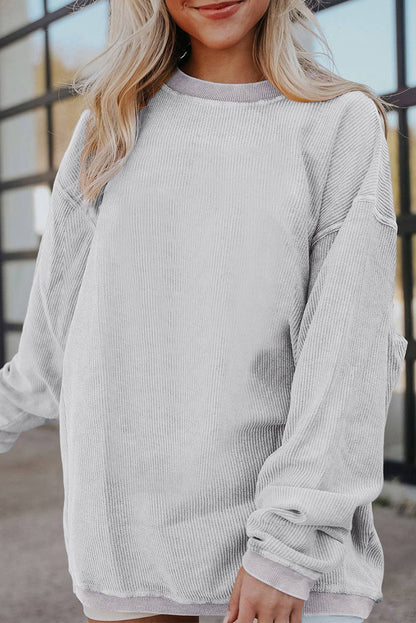 Customizable Long Sleeve Ribbed Corded Oversized Sweatshirt Lovesoft Pikolelie