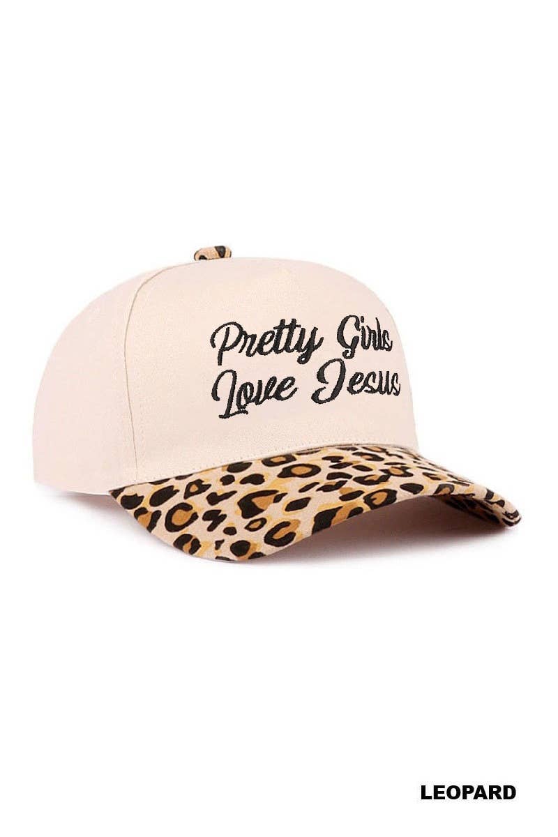 ,,,..1219 Pretty Girls Love Jesus Two Tone Cotton Hat SI-29249: FLORAL-193288 / OS 42POPS Pikolelie