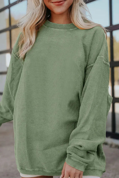 Customizable Long Sleeve Ribbed Corded Oversized Sweatshirt Lovesoft Pikolelie
