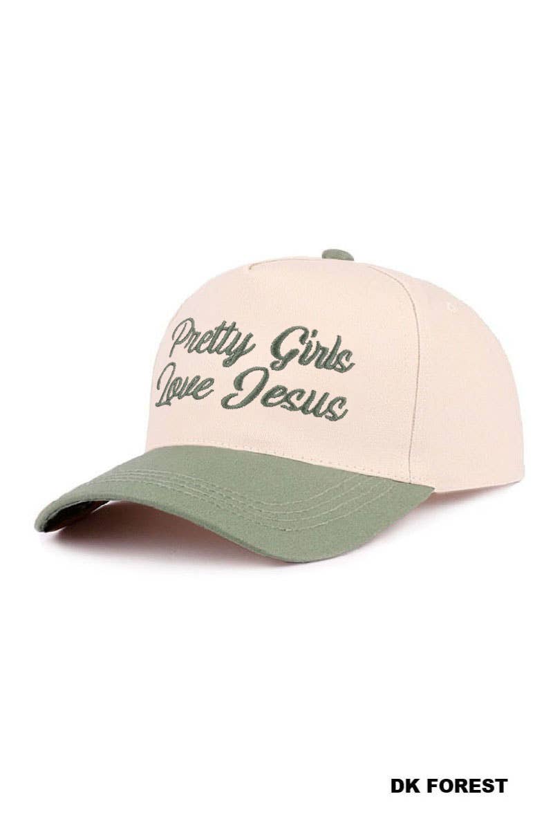 ,,,..1219 Pretty Girls Love Jesus Two Tone Cotton Hat SI-29249: FLORAL-193288 / OS 42POPS Pikolelie